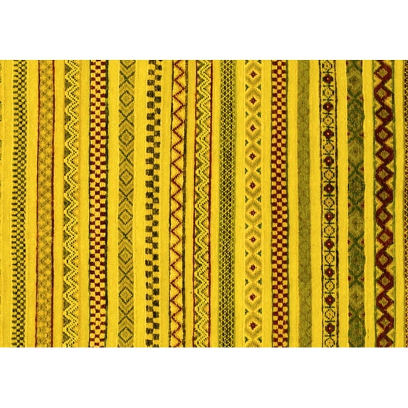 Ahgly Company Machine Washable Indoor Rectangle Abstract Yellow Modern Area Rugs, 8' x 12'