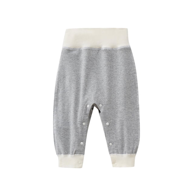GigrtiJin 3 Months-3 Years Newborn Baby Cotton Pants Solid Color High Rise Snap Button Protection Cinch Bottom Pants for Infant