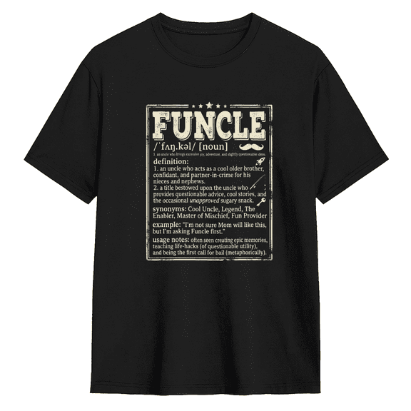 Funcle Uncle Definition Vintage Graphic Tee for Men, Funny Birthday Gift Cotton Short Sleeves T-Shirt