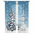 thumbnail image 2 of Sky Blue Christmas Sheer Curtains 108 Inches Long, Snowman Pine Tree Ball Snowflakes Light Filtering Window Curtains for Living Room, Rod Pocket Voile Sheer Curtain Drapes, 52"Wx108"L, 2 Panels, 2 of 9
