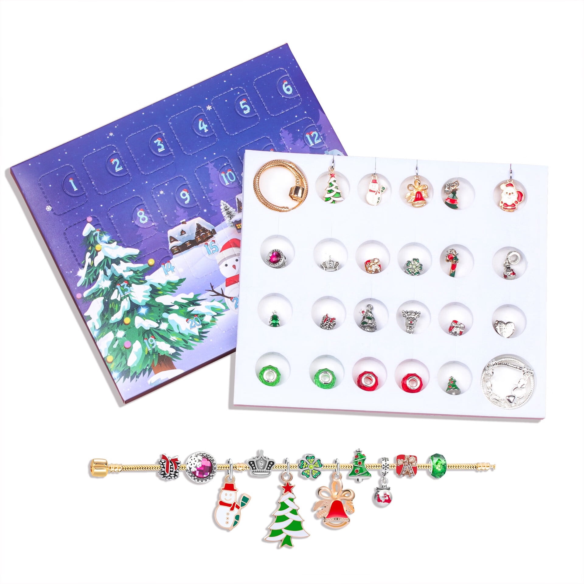 Sonernt Christmas Advent Calendar 2023 for Girls Charm Bracelets Making Kit for Kids Christmas Countdown Calendars
