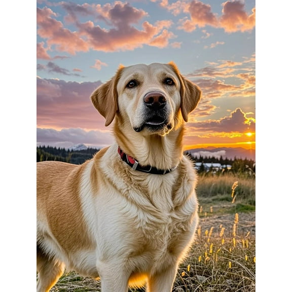 Yellow Labrador Retriever 5D Diamond Art DIY Kits Diamond Painting Full Round Drill Rhinestones Crystal by Number Embroidery Arts and Crafts for Living Room Bedroom Home Wall Decor 12x16 inch