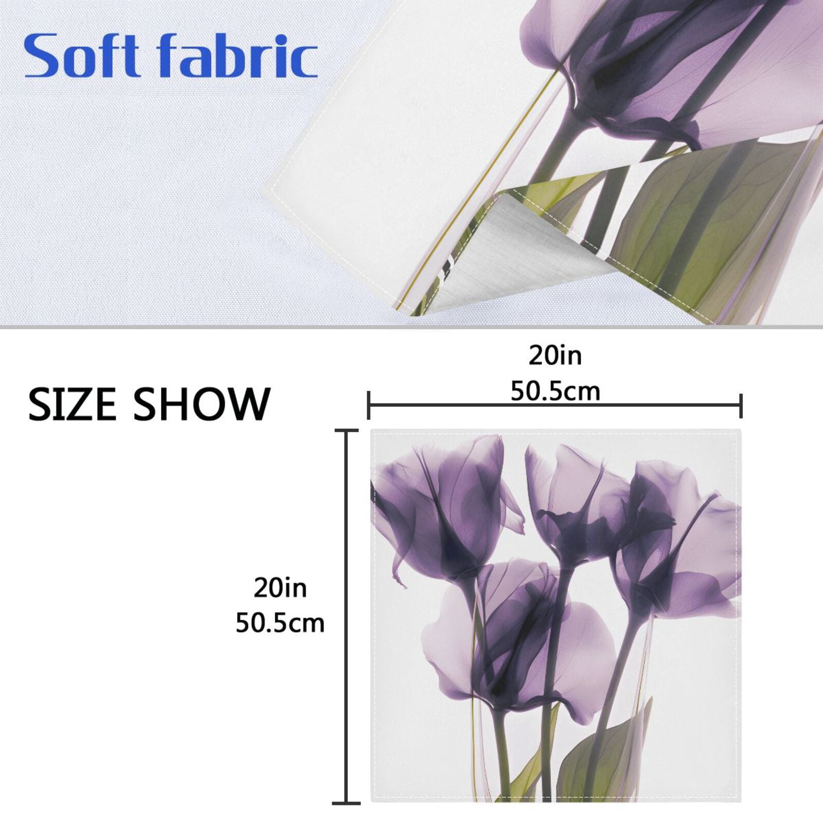 JSTEL Purple Calla Lily Cloth Napkins Set of 6, 20x20 Inch Washable and Reusable Napkin for Decoupage Dinner Party Everyday Use