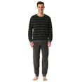 thumbnail image 2 of SCHIESSER pijama de hombre, largo - rizo, puños, a rayas Gris oscuro XL (X-Large), 2 of 4