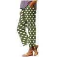 thumbnail image 3 of Feancey Womens Linen Lounge Pants Dressy Casual Polka Dot Printed Straight Leg Pants Side Split Button Summer Pants Beach Vacation Trousers Army Green S, 3 of 7