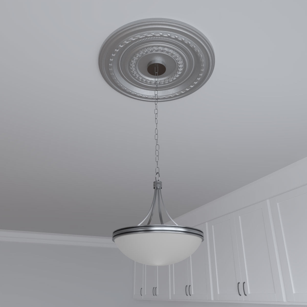 Ekena Millwork 22"OD x 3 1/2"ID x 1"P Cole Thermoformed PVC Ceiling Medallion (Fits Canopies up to 6"), Bright Coat Aluminum