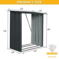 thumbnail image 2 of 3ft x 5ft Outdoor Firewood Rack - Black Metal Shed for Deck & Patio Storage, 2 of 8