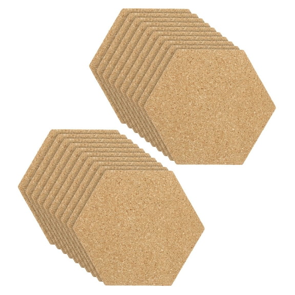 Uxcell 4x3" 1/8" Thick Cork Board Tiles, 20 Pack Self Adhesive Hexagon Bulletin Board Display Corkboard