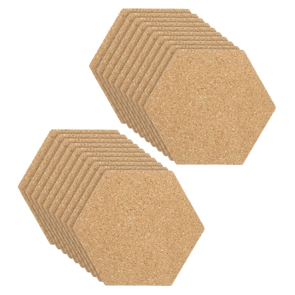 Unique Bargains 4x3' 1/8' Thick Cork Board Tiles, 20 Pack Self Adhesive Hexagon Bulletin Board Display Corkboard