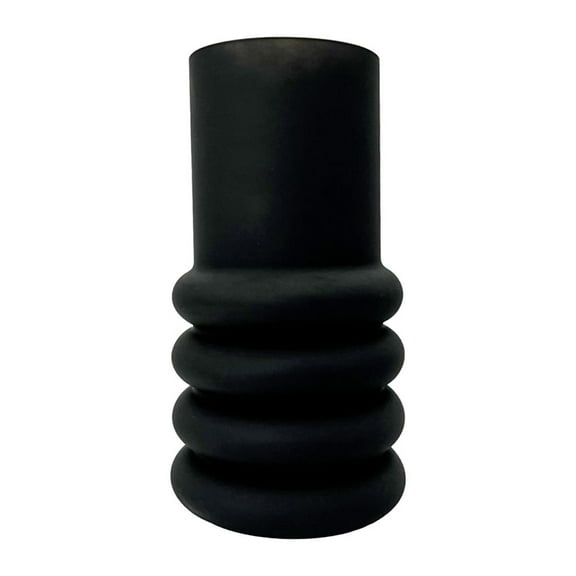 Bergamo Art 11 Inch Tall Decorative Handmade Glass Cylinder Flower Vase in Black