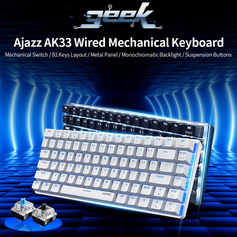 akimaninov Ajazz AK33 82 Keys USB Wired Mechanical Keyboard Monochromatic