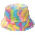 thumbnail image 6 of CoCopeaunts Tie Dye Bucket Hat Thickened Warm Basin Hat Female Plush Colorful Rainbow Fisherman Hat Stage Costume Accessory, 6 of 8