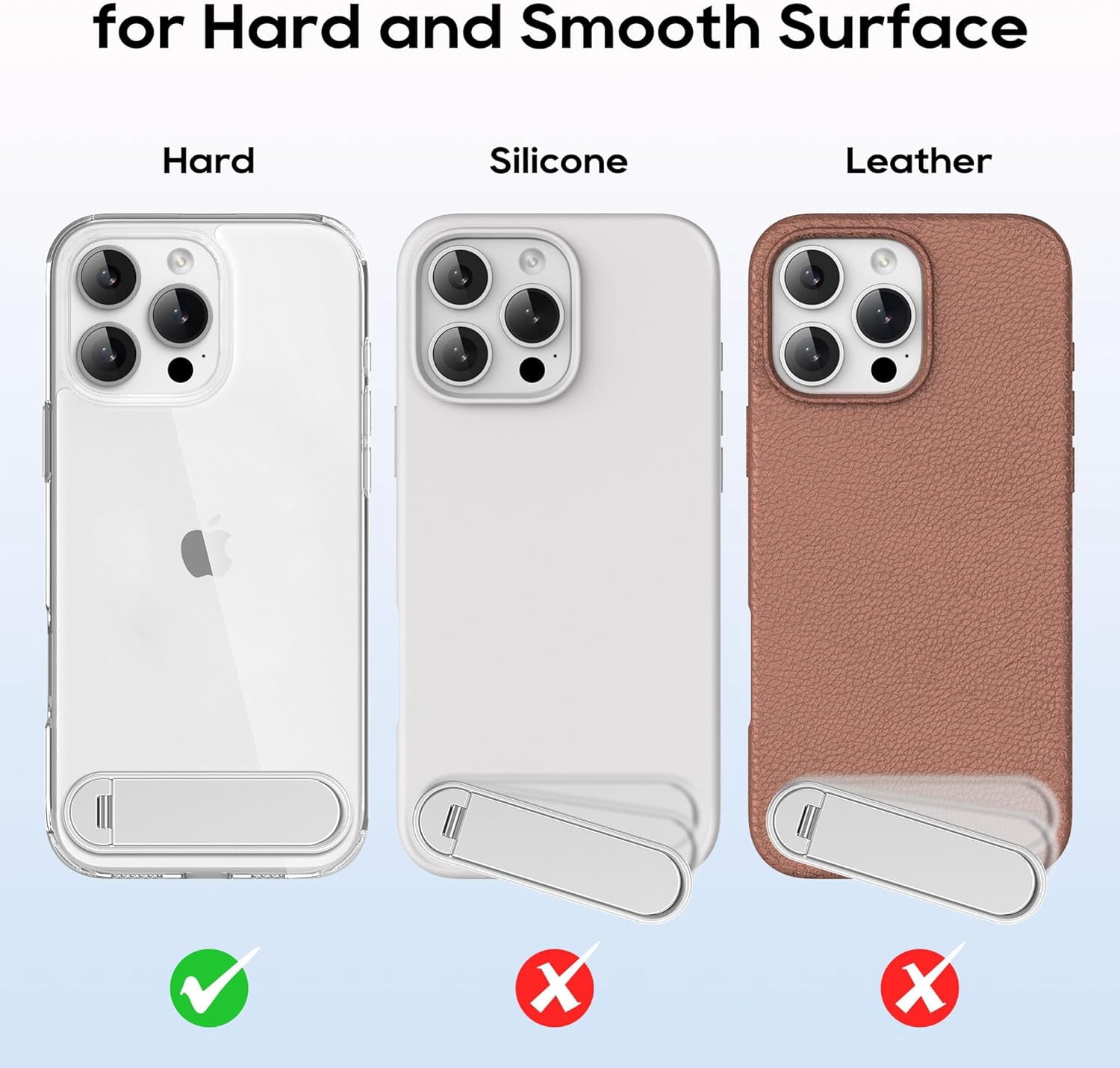 NEOYFC fo 2 Pack Phone Kickstand, Horizontal and 2 Angle Adjustable Vertical Phone Stand, Folding Phone Holder Stand Compatible with iPhone, and All Cellphones (Silver & Silver)
