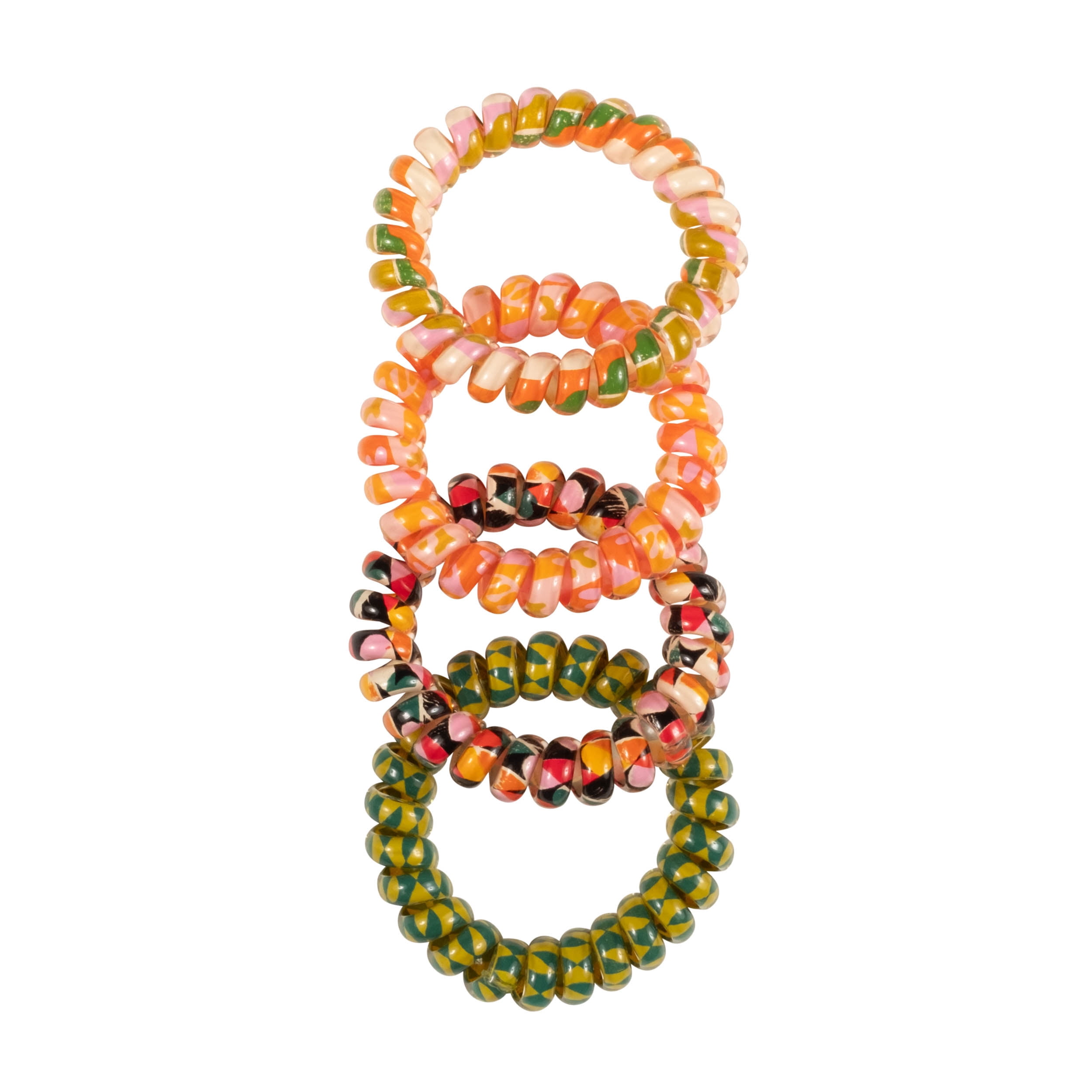 Goody Tru X Maeberry Creaseless Spiral Hair Ties, All Hair Types, Multicolor Prints, 4 Ct