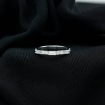 Silvago Jewel 1 Ct VVS1/D Baguette Cut Stacking Diamond Wedding Rings for Women - Anniversary Gifts - 14K White Gold Plated Rings - Popular Wedding Gifts - Wedding Band - Wedding Gifts for Bride