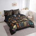 thumbnail image 3 of jejeloiu Gothic Skull Twin Bedding Sets 7-Piece,Watercolor Books Reading Bedding Comforter Set,Purple Flower Floral Sheet Sets For Boys Girls,Super Cozy Room Decor Reversible, 3 of 8