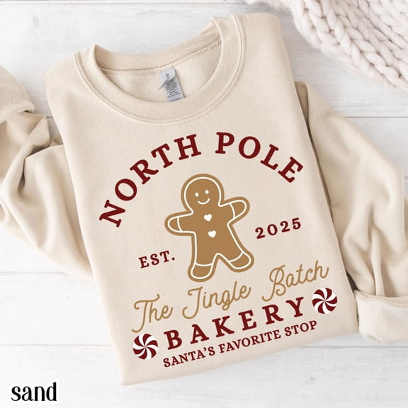 North Pole Christmas Sweatshirt Gingerbread Man Cookie Santa Sweater Xmas Lights Silly Holiday Pullover Cozy Christmas Gift