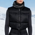 thumbnail image 3 of Chaleco Acolchado Con Cremallera, Chaleco Acolchado Informal De Color Liso Cálido Para Mujer, Cuello Levantado, Ligero Para Dama Para Invierno, 3 of 7