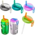 thumbnail image 1 of 4Pcs 4 Colors Soda Can Lids with Straws, Reusable Straw Soda Can Caps Covers for Soda Beverage Juice Seltzer, 1 of 5