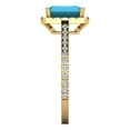thumbnail image 3 of Clara Pucci 14K Yellow Gold Solid Gold Turquoise Solitaire with Accents Anniversary Ring for Women - 1.86 cttw Emerald Cut, 3 of 8