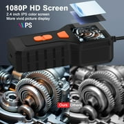 Endoscope Camera with Light,1080P Digital Inspection Borescope Camera Sewer Camera with 2 LCD Screen, 8 LED Lights, 16.4FT Semi-Rigid Cable Cord 8mm IP67 Waterproof Camera for Sewer, Tools(Black)