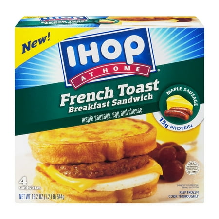 IHOP At Home French Toast Breakfast Sandwich Maple Sausage, Egg & Cheese - 4 CT