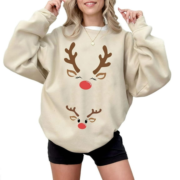 Pregnancy Reindeer Sweatshirt – Cute Maternity Christmas Sweater, Funny Pregnancy Announcement & Baby Reveal Outfit, Xmas Gift for New Moms To Be
