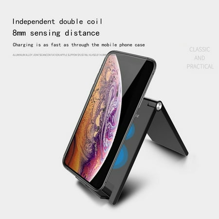 

SuoKom Foldable Wireless Charger Phone Holder Mobile Dual Coil 10W Wireless Fast Charge Black on Clearance
