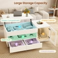 thumbnail image 3 of 39.4" Lift Top Coffee Table with Storage, Modern LED Coffee Table with 2 Drawers & Display Cabinet, Center Table with Large Open Shelf for Living Room, White, 3 of 8