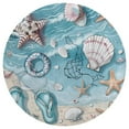 thumbnail image 3 of Beach Seashell Starfish Round Small Area Rug, Print Non Slip Washable Floor Mat, Soft Throw Rug for Living Room, Powder Room Entryway, Bathroom, Bedside, 3 of 6