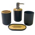 thumbnail image 1 of Juego de accesorios de baño Dispensador de jabón Botella Plato Lavabo Soporte para cepillo de dientes Taza Traje Negro, 1 of 7