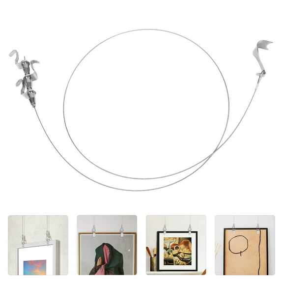 KALLORY  Adjustable Picture Hanger Wall Wire Heavy Duty Mirror Hanging Kit Silver