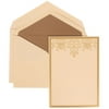 JAM Paper Wedding Invitation Set, Large, 5 1/2 x 7 3/4, Gold Heart Set, Ivory Card with Taupe Lined Envelope, 100/pack