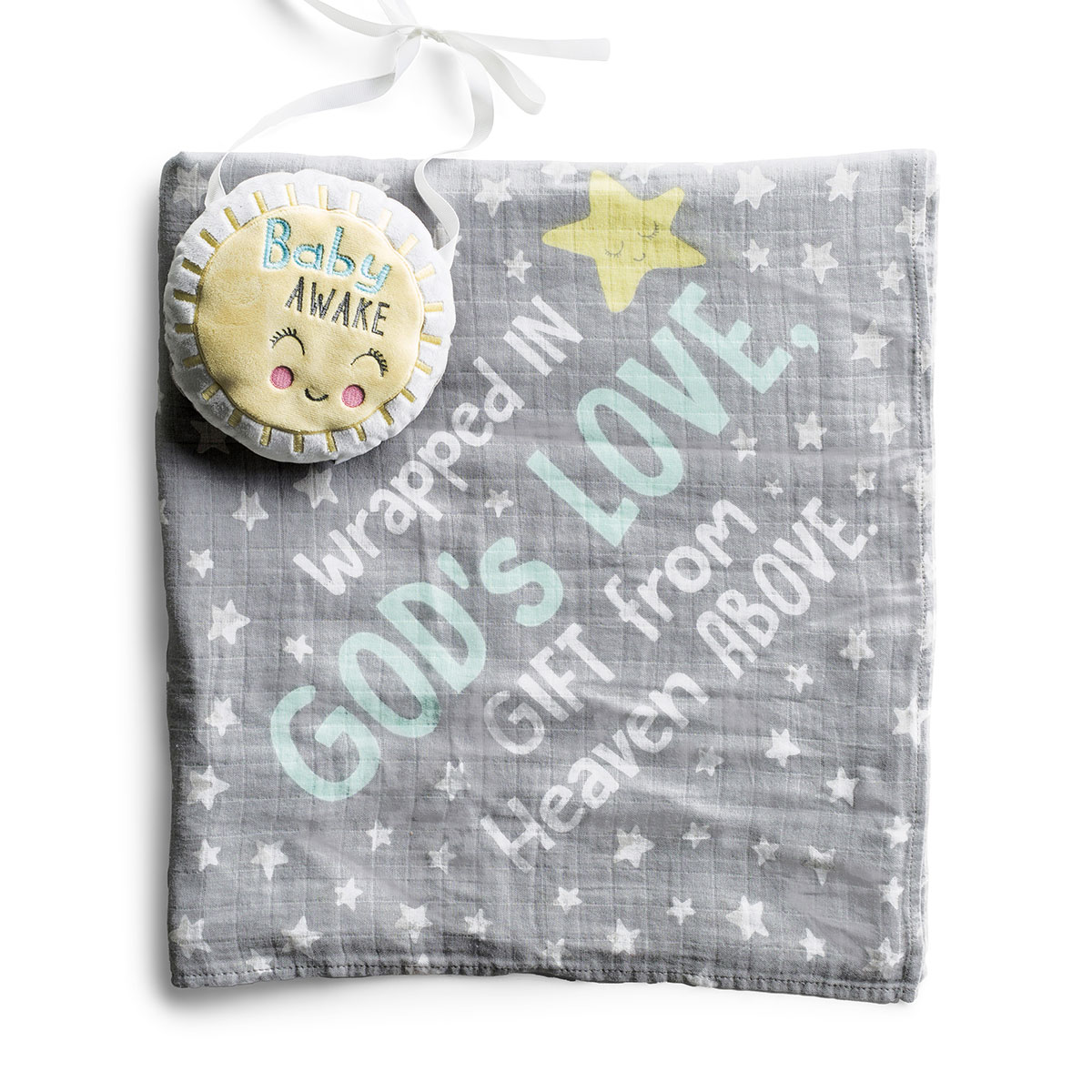 DaySpring, Sam & Essie, Wrapped in God's Love Gift From Heaven Above, Baby Swaddle Blanket with Door Hanger