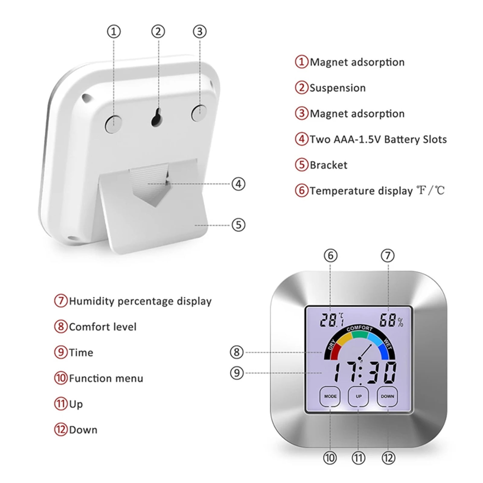 LCD Digital Temperature and Humidity Meter Wireless Temperature and Humidity Monitor Touch Electronic Weather Clock Backlight ,High Precision