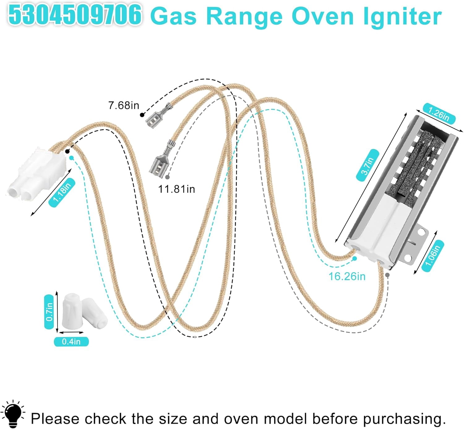 5304509706 316489402 Oven Igniter Replacement - for Fri-gidaire(FGF, FFG Series) Kenmore 790 Series Gas Range - Replaces norton-501a, 316119301, WB02X10016,316489408 Gas Range Oven Igniter