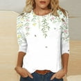 thumbnail image 1 of Fiudx Camisetas para Mujer Blusa Holgada con Estampado de Pascua y Cuello Redondo Retro de Manga Tres Cuartos a La Moda para Mujer, 1 of 4