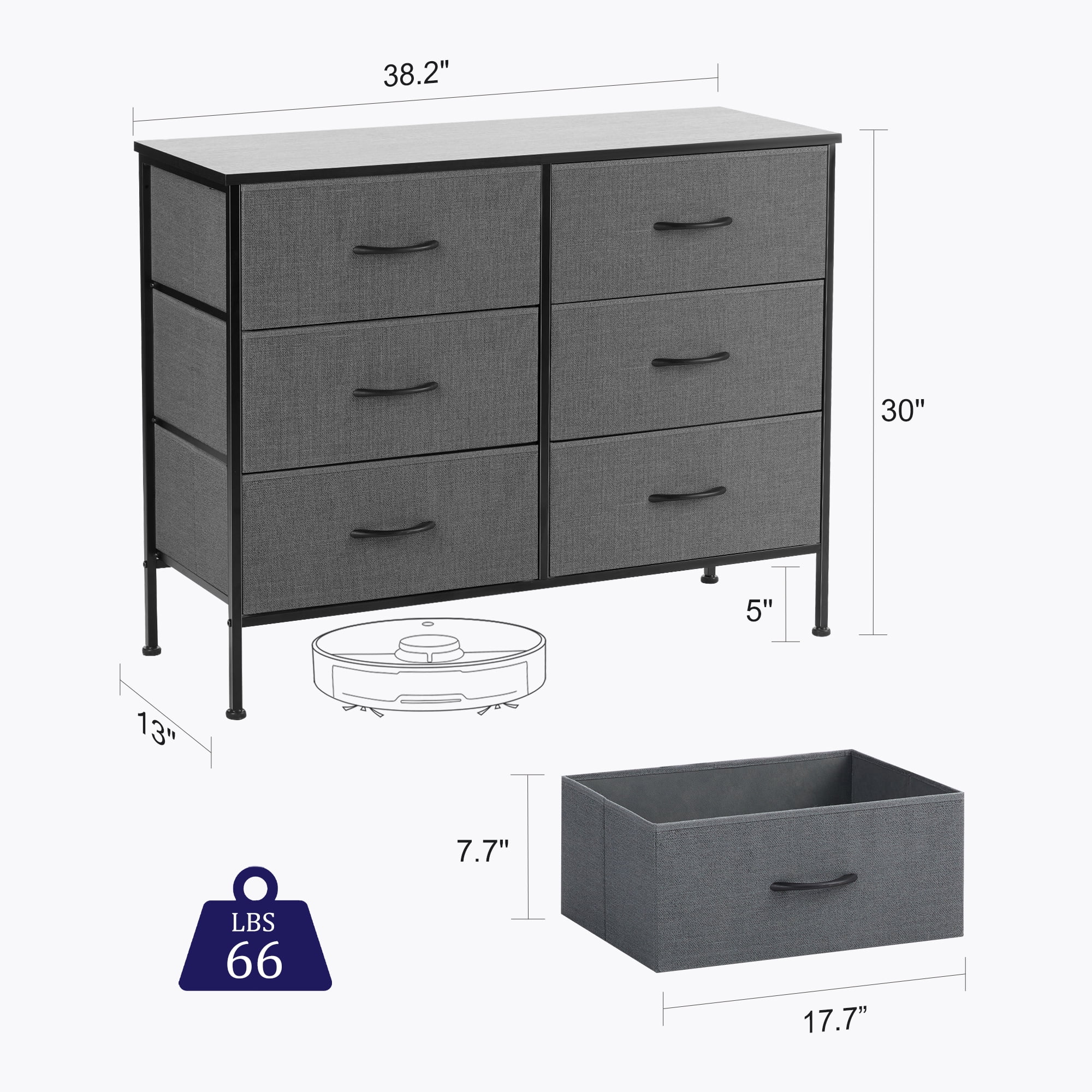 EDX 6 Drawer Dresser, Wide Chest Of Drawers Nightstand Storage Tower Storage Dresser Fabric Dresser (图3) EDX 6 Drawer Dresser, Wide Chest Of Drawers Nightstand Storage Tower Storage Dresser Fabric Dresser (图3)