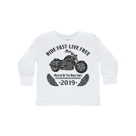 

Inktastic Ride Fast Live Free Master Of The Road Since 2019 Motorcycle Gift Toddler Boy or Toddler Girl Long Sleeve T-Shirt