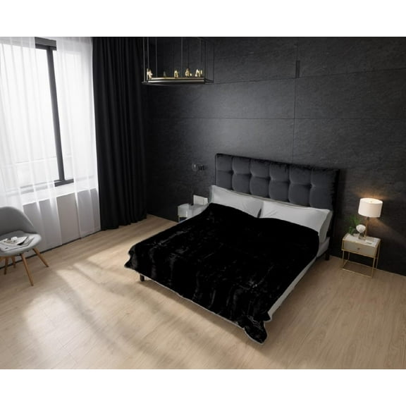 Solid Color Silky Soft Thick Heavy Duty Quality Korean Style Plush Mink Reversible Blanket Bed comforters bedspreads Bedding Comforter Twin or Queen or King (Black, Twin)