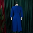thumbnail image 5 of AURA Plus Size V Neck Pleated Midi Dress High Waist Belted A Line 3 4 Sleeve Elegant Summer Work Dress with Zipper, 5 of 10