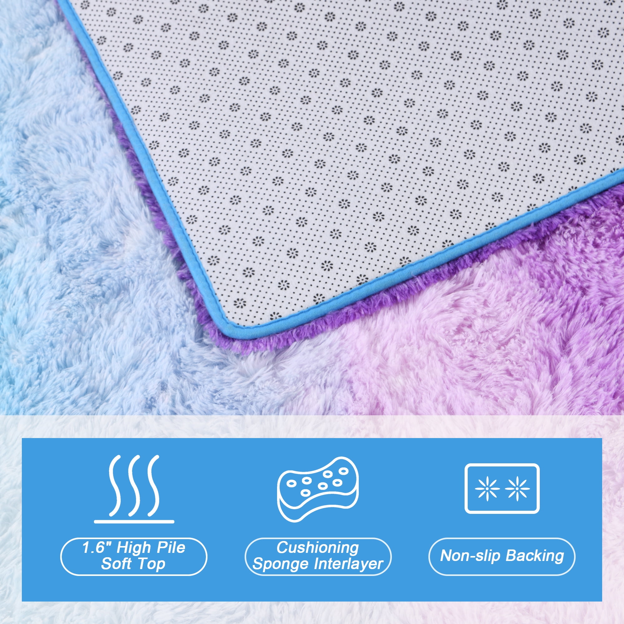 Noahas Contemporary Blue and Purple Gradient Area Rugs, 5' x 8'