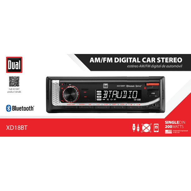 Dual Electronics XD18BT Single DIN Car Stereo Head Unit with
