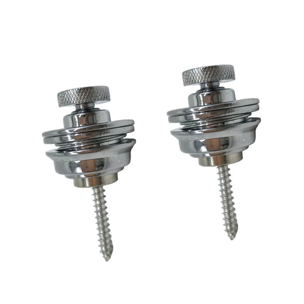 Advancent Paquete de 2 correas de guitarra de cabeza plana de aleación de zinc, clavija de bloqueo de instrumentos de cuerda antideslizante Accesorios para instrumentos musicales Plata
