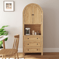thumbnail image 4 of LEFHDA 6-Tier Arched Storage Cabinet with Drawer, Cabinet with Doors and Countertop, Arched Bookcase with Storage, Kitchen Pantry Cabinet, Wooden Storage Cabinet for Living Room, 4 of 7