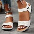 thumbnail image 2 of Orthopedic Sandals for Women Open Toe Rhinestone Band Slingabck Platform Wedges Breathable Footbed Arch Support Antislip Walking Shoes White Size 5.5, 2 of 6