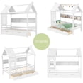 thumbnail image 4 of HICOMILA Twin Size House Beds with Storage Drawers & Shelves, Twin Bed Frame with House-shaped Roof for Girls＆Boys , Childlike Design,  White, 4 of 15