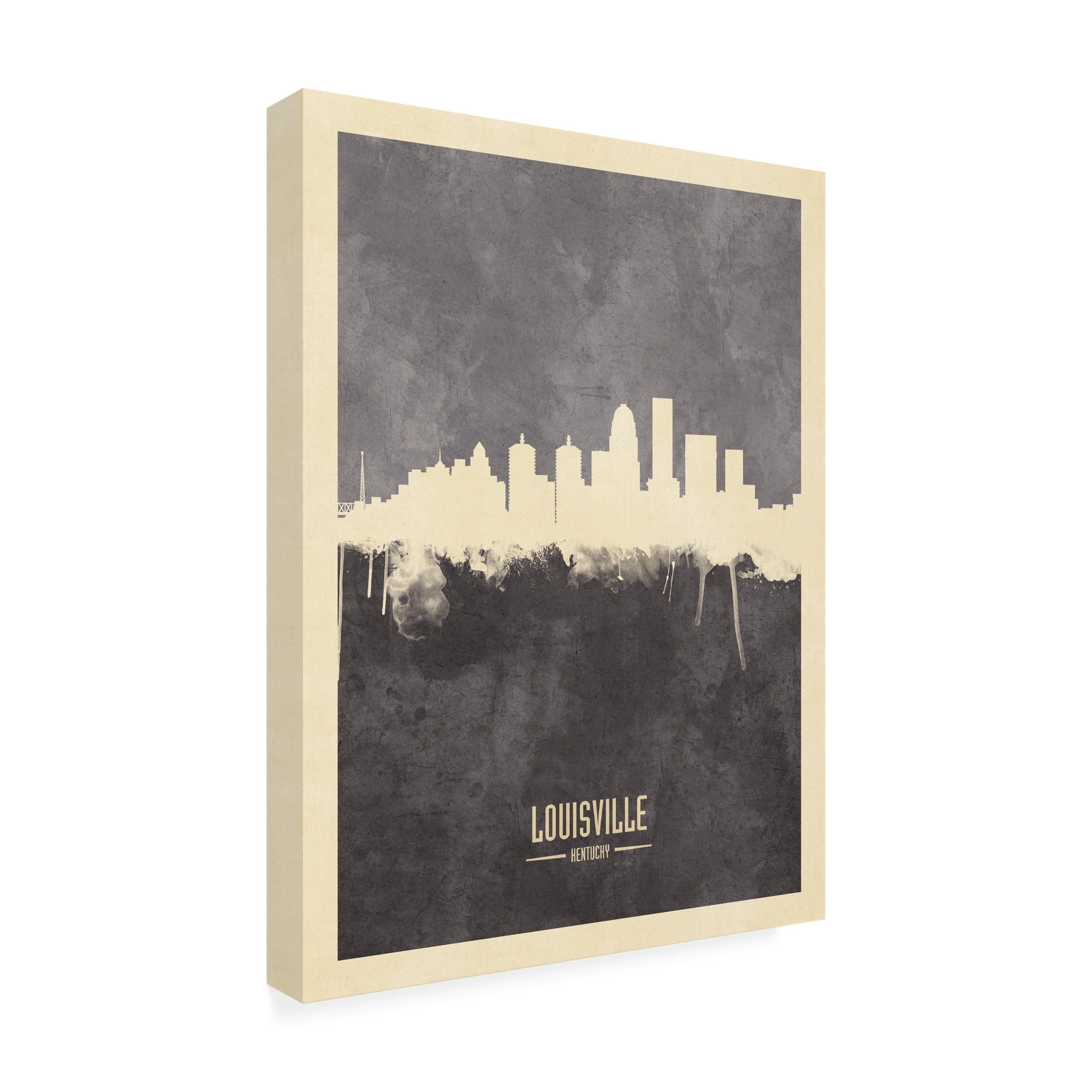 Michael Tompsett 'Louisville Kentucky City Skyline Gray' Canvas Art