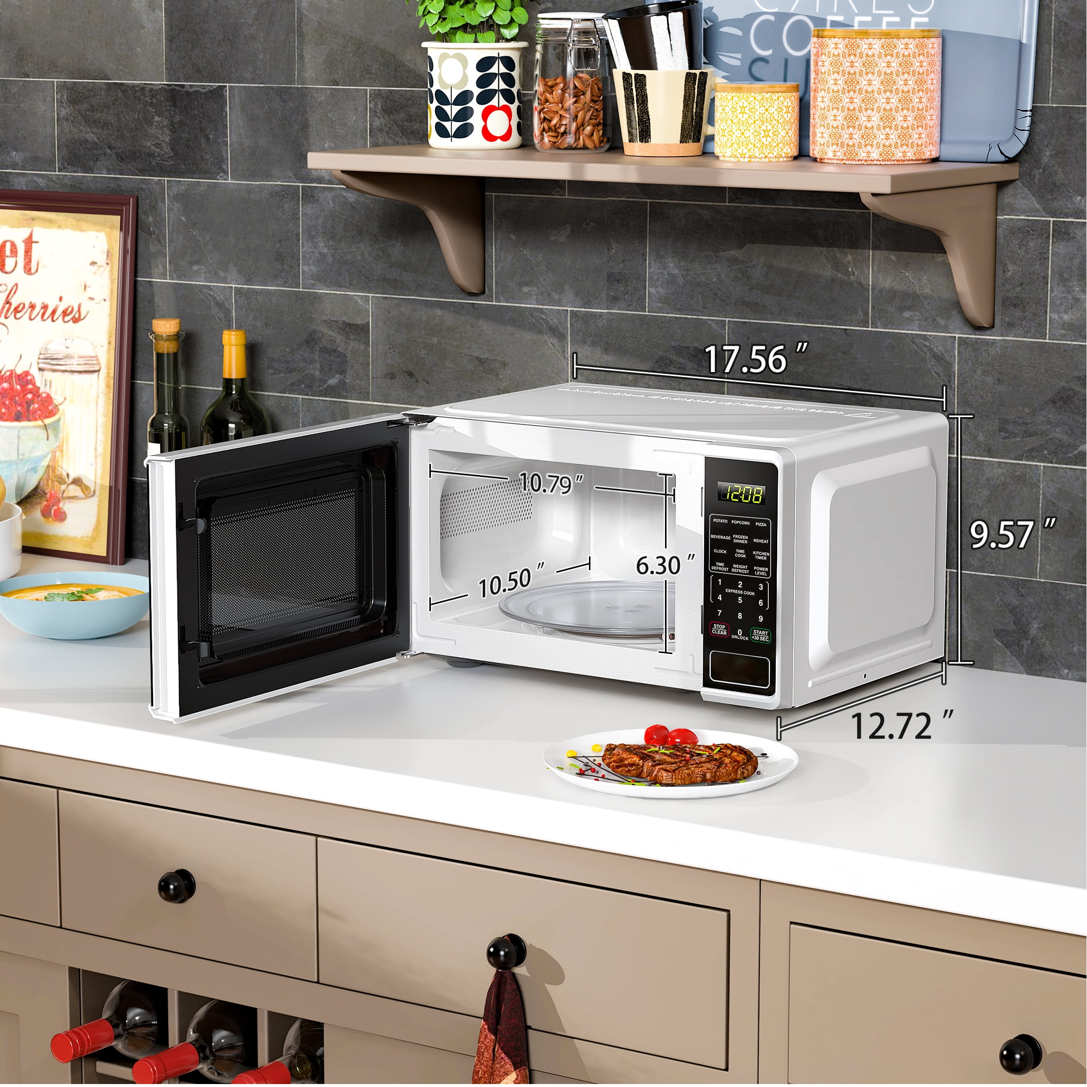 Mainstays 0.7 Cu ft Countertop Microwave Oven, 700 Watts, White