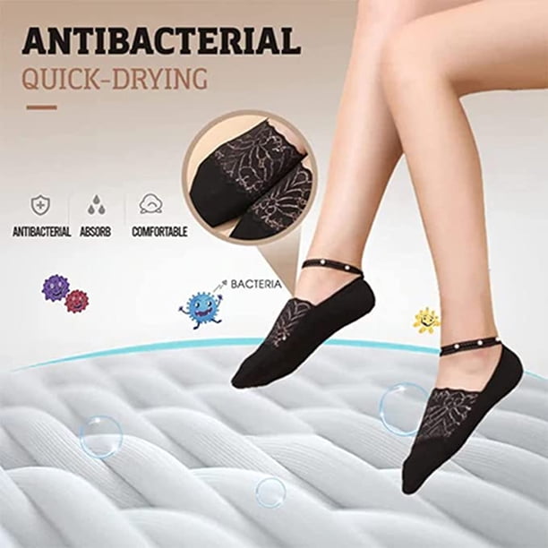 1/4 Par De Calcetines Finos De Encaje De Perlas, Calcetines De Encaje Con Cuentas Para Mujer, Calcetines Tobilleros, Bonitos Calcetines Transparentes De Malla Con Forro De Encaje, ANGGREK Otros